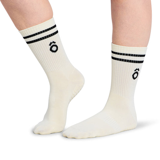 ÔWEAR 運動條紋皮拉提斯防滑襪 - 白色